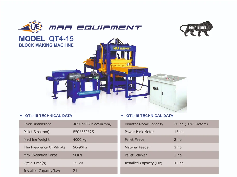 53 HP Mild Steel Fully Automatic Hollow Block Making Machine  For Construction  